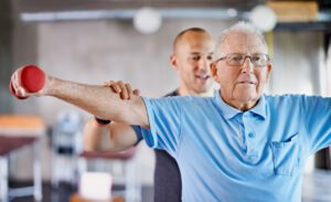 At Home A older person Doing exercise for arthritis treatment
